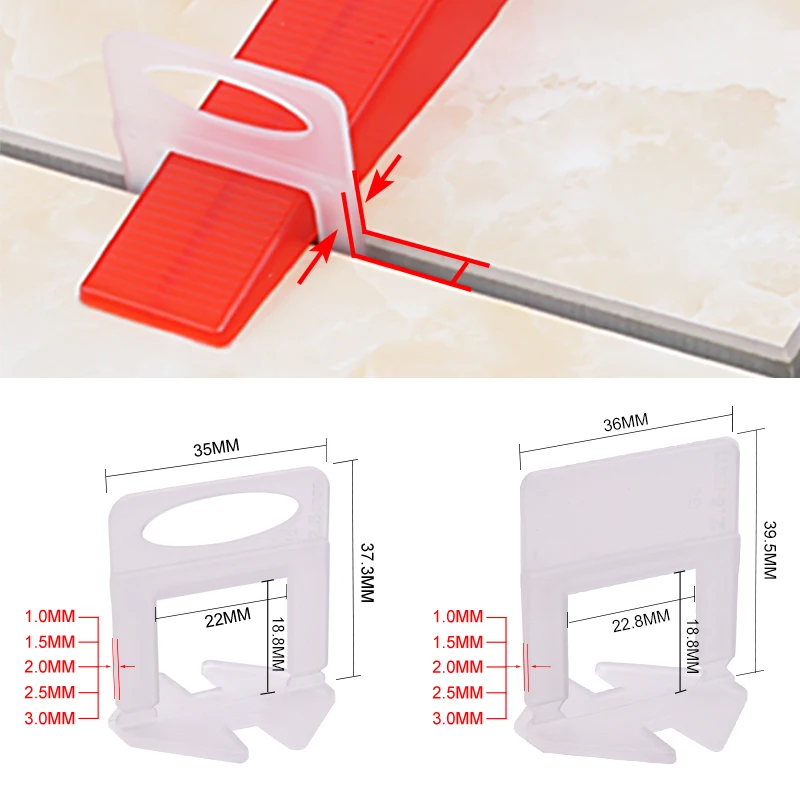 100pcs 1/1.5/2/2.5/3mm Ceramic - Tile Leveling Clip 评论和价格