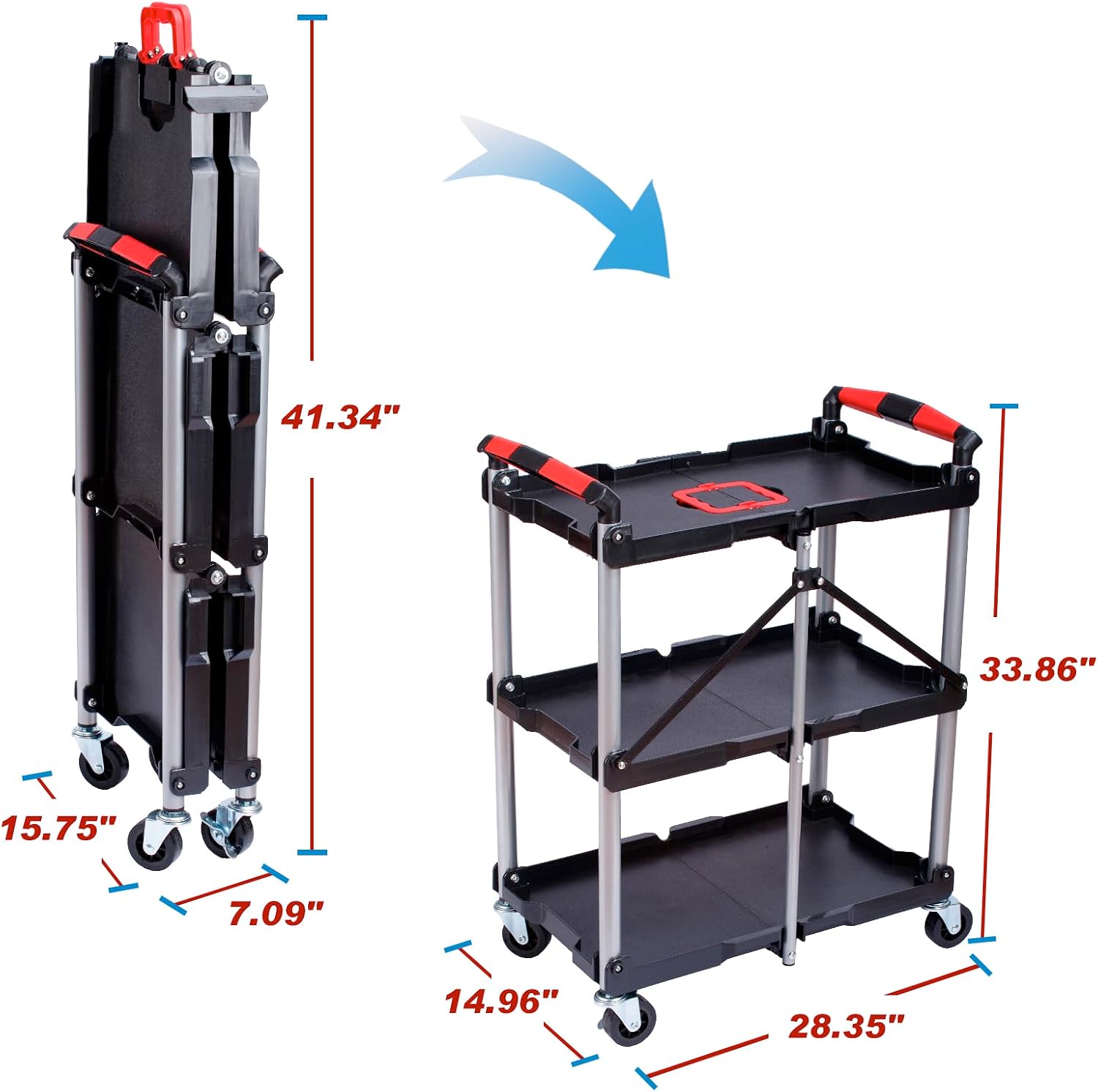 3-Shelf Foldable Rolling Utili - Home Improvement House 评论和价格